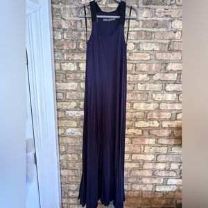 Enza Costa Navy Blue Maxi Dress with Black Straps - Medium